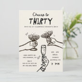 Hand getrokken juichen voor 30 jaar verjaardag par kaart (Staand voorkant)