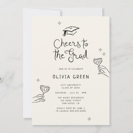 Hand getrokken juichen voor het Afstudeerder Afstu Kaart (Voorkant)