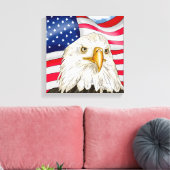 Hand getrokken kale adelaar en Amerikaanse vlag pa Canvas Afdruk (Insitu (Woonkamer))
