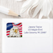 Hand getrokken kale adelaar en Amerikaanse vlag pa Etiket (Insitu)