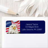 Hand getrokken kale adelaar en Amerikaanse vlag pa Etiket (Insitu)