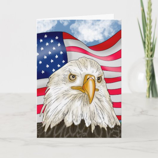 Hand getrokken kale adelaar en Amerikaanse vlag ve Kaart (Voorkant)