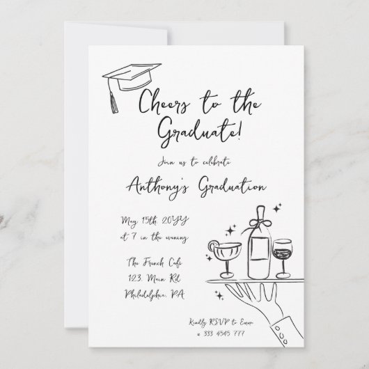 Hand getrokken kalligrafie Afstuderen cheers uitno Kaart (Voorkant)