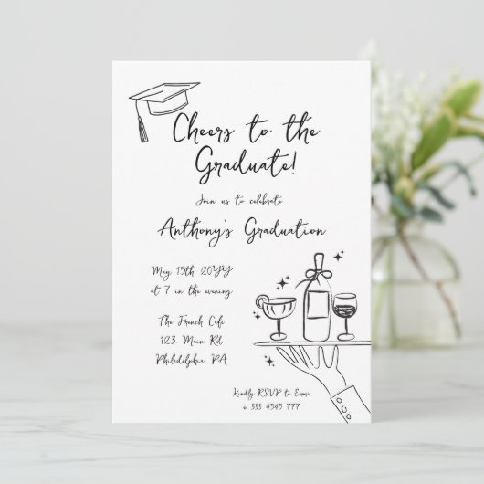 Hand getrokken kalligrafie Afstuderen cheers uitno Kaart (Staand voorkant)
