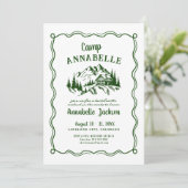 Hand getrokken kamp vrijgezellenfeest kaart (Staand voorkant)