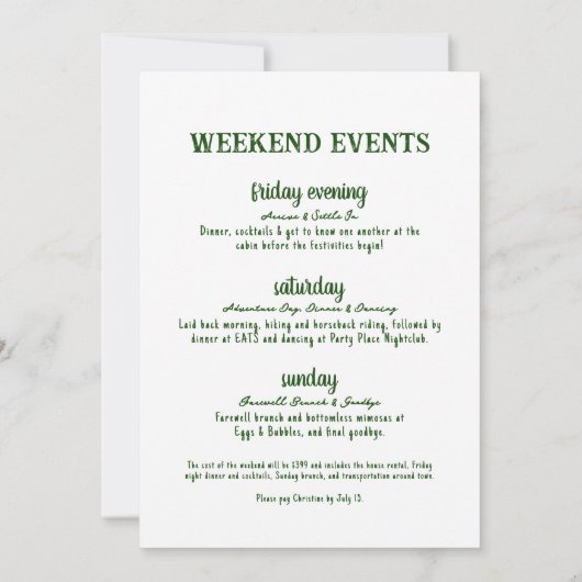 Hand getrokken kamp vrijgezellenfeest kaart (Achterkant)