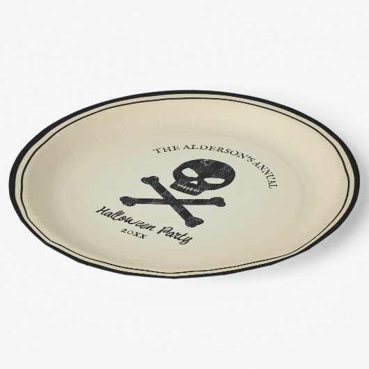 Hand getrokken Kant Schedel Halloween Party Papieren Bordje (Gekanteld)