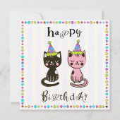 Hand getrokken Katten Happy Birthday Sjabloon (Voorkant)