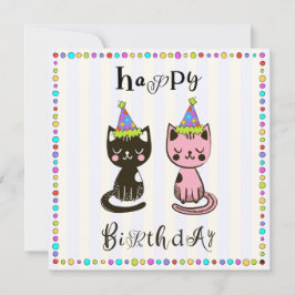 Hand getrokken Katten Happy Birthday Sjabloon