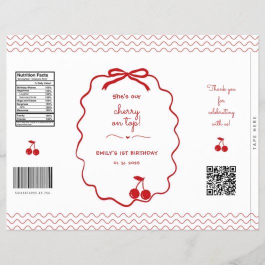 Hand getrokken kersen op Top Chip Bag Loot Bag Wra Flyer (Voorkant)