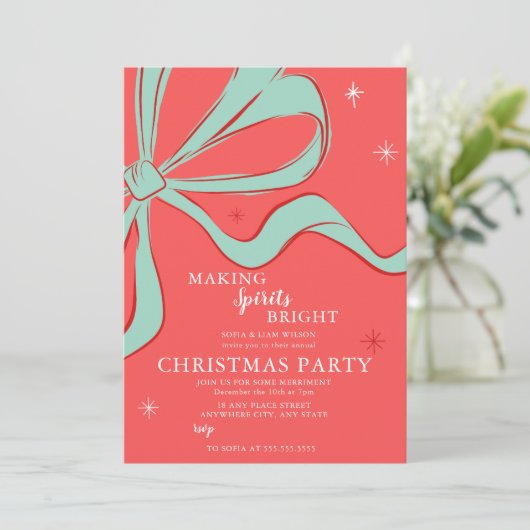 Hand getrokken kerst cocktail party kaart (Staand voorkant)