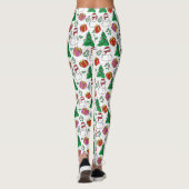 Hand getrokken Kerst Elementen Patroon Leggings (Achterkant)