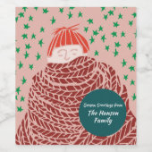 Hand getrokken kerst illustratie wijn etiket (Enkel label)