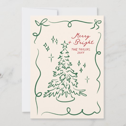 Hand getrokken Kerst Kaart Foto Vakantie Kaarten (Voorkant)