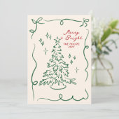 Hand getrokken Kerst Kaart Foto Vakantie Kaarten (Staand voorkant)