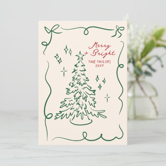 Hand getrokken Kerst Kaart Foto Vakantie Kaarten (Staand voorkant)