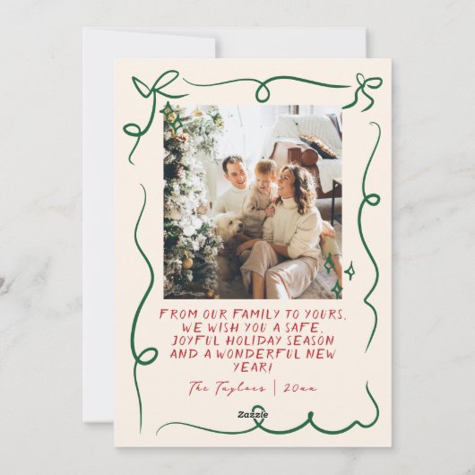 Hand getrokken Kerst Kaart Foto Vakantie Kaarten (Achterkant)