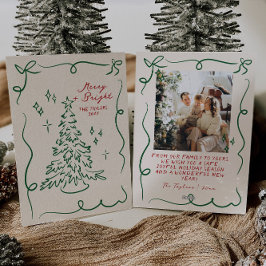 Hand getrokken Kerst Kaart Foto Vakantie Kaarten