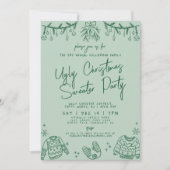 Hand getrokken kerst lelijke trui partij kaart (Voorkant)