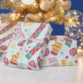Hand getrokken kerst Sokken Schattige vakantie cad Cadeaupapier
