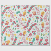 Hand getrokken kerst Sokken Schattige vakantie cad Cadeaupapier (Vlak)