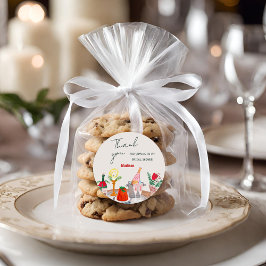 Hand getrokken kerst Vrijgezellenfeest Dank u Ronde Sticker