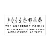 Hand getrokken kerstbomen naam & retour adres rubberstempel (Afrduk)