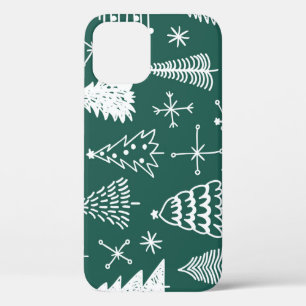 Hand getrokken kerstbomen, winterpatroon. Case-Mate iPhone case