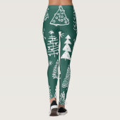 Hand getrokken kerstbomen, winterpatroon. leggings (Achterkant)