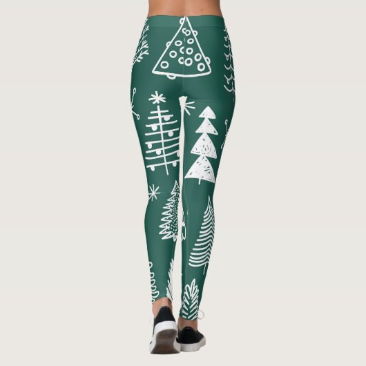 Hand getrokken kerstbomen, winterpatroon. leggings (Achterkant)