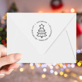 Hand-getrokken Kerstboom Monogram retouradres Zelfinktende Stempel