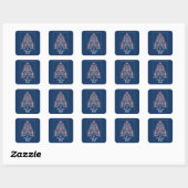 Hand getrokken kerstboom vierkante sticker (Vel)