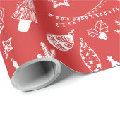 Hand getrokken kerstdecoraties vakantie set rood cadeaupapier (Rol Hoek)