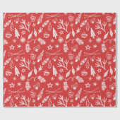 Hand getrokken kerstdecoraties vakantie set rood cadeaupapier (Vlak)