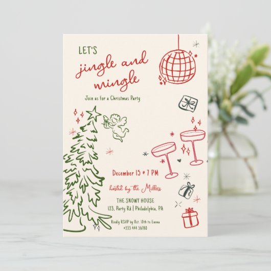 Hand getrokken kerstfeest jingle en mengen aankondiging (Staand voorkant)