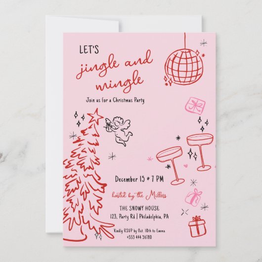 Hand getrokken kerstfeest jingle en mengen aankondiging (Voorkant)