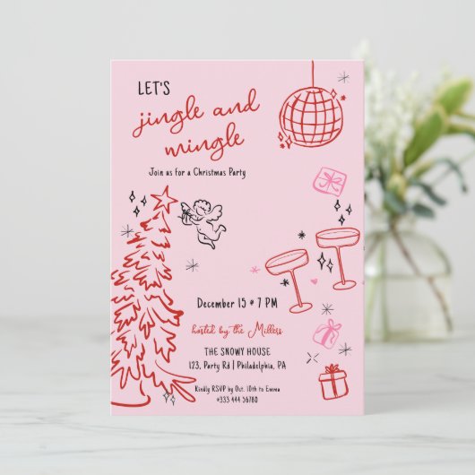 Hand getrokken kerstfeest jingle en mengen aankondiging (Staand voorkant)