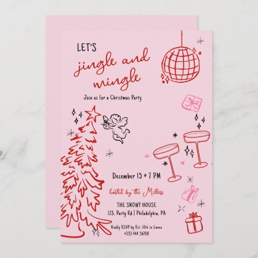 Hand getrokken kerstfeest jingle en mengen aankondiging (Voorkant / Achterkant)