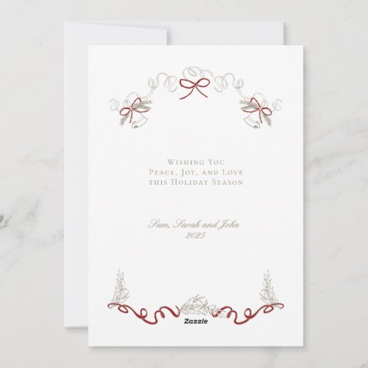 Hand Getrokken Kerstkrans Feestdagenkaart (Achterkant)