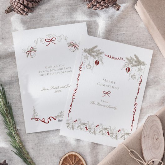 Hand Getrokken Kerstkrans Feestdagenkaart