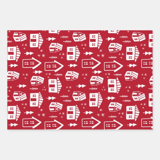 Hand getrokken Kerstmis set van 3 Inpakpapier Vel (Voorkant 3)