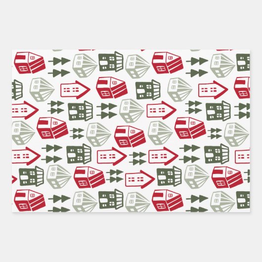 Hand getrokken Kerstmis set van 3 Inpakpapier Vel (Voorkant 2)