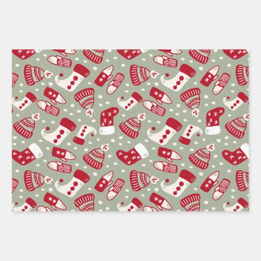 Hand getrokken Kerstmis set van 3 Inpakpapier Vel (Voorkant)