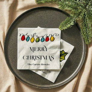 Hand getrokken Kerstmis String Lights Schets Servet