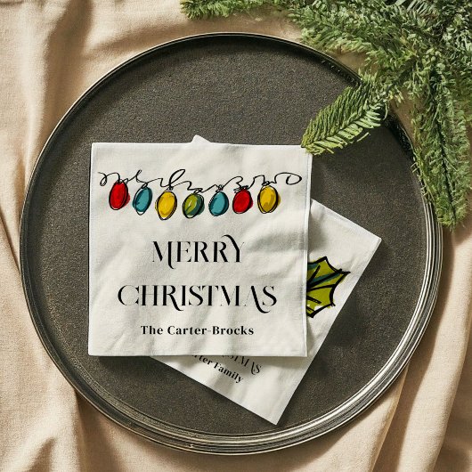 Hand getrokken Kerstmis String Lights Schets Servet