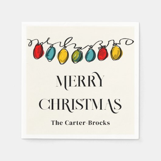 Hand getrokken Kerstmis String Lights Schets Servet (Voorkant)