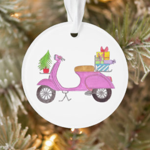 Hand getrokken Kerstmisautoped met gifts Ornament