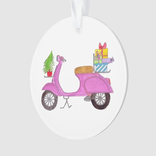 Hand getrokken Kerstmisautoped met gifts Ornament (voorkant)