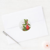 Hand-getrokken Kerstmisillustratie: Holly, Kardina Ronde Sticker (Envelop)