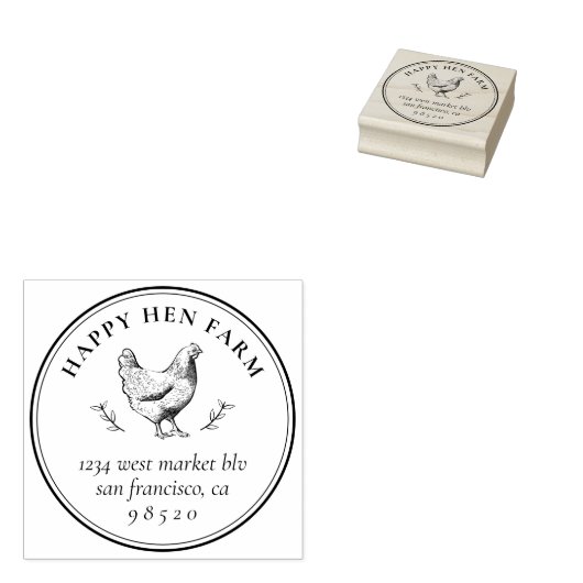  Hand-getrokken Kip Familie Boerderij Ei Karton Rubberstempel (Gestempeld)